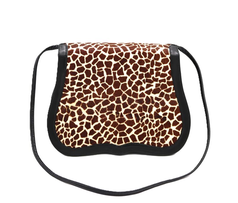 Vintage Small - GRETA - Faux Leopard Pony Hair and Black Leather Shoulder bag - Mid Century - 50s-60s - - product images  of 