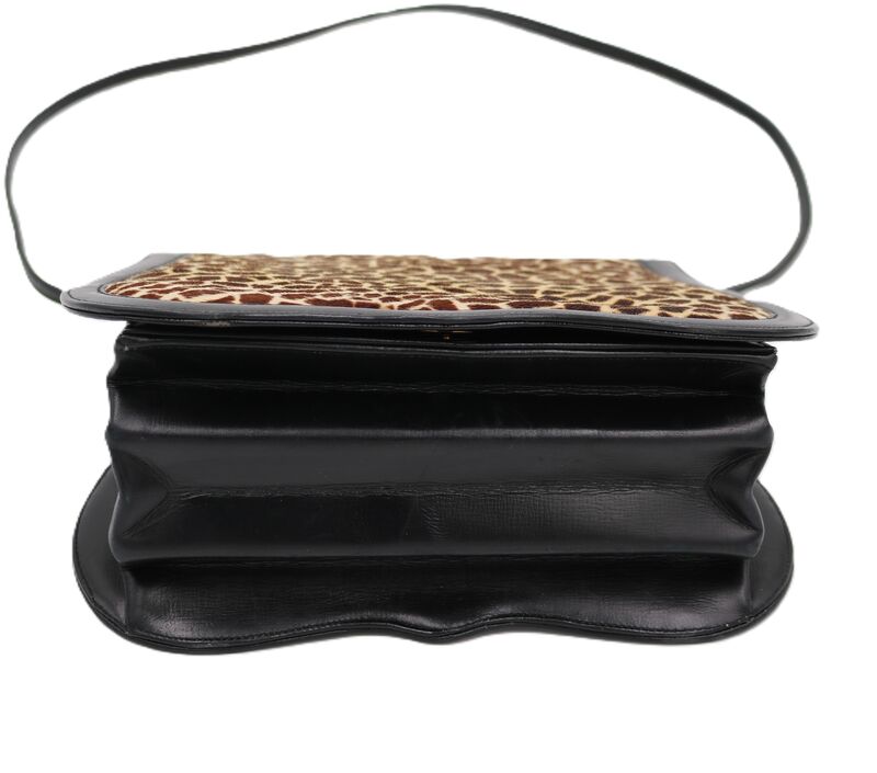 Vintage Small - GRETA - Faux Leopard Pony Hair and Black Leather Shoulder bag - Mid Century - 50s-60s - - product images  of 