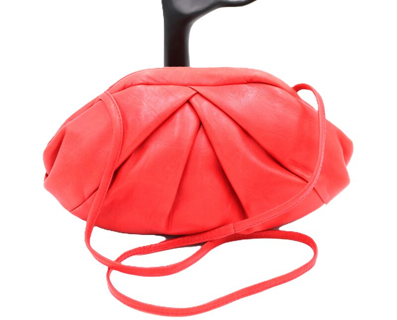 Vintage 80s-90s - VIVA - Watermelon Red Leather Clutch Shoulder Bag - RETRO - - product images  of 