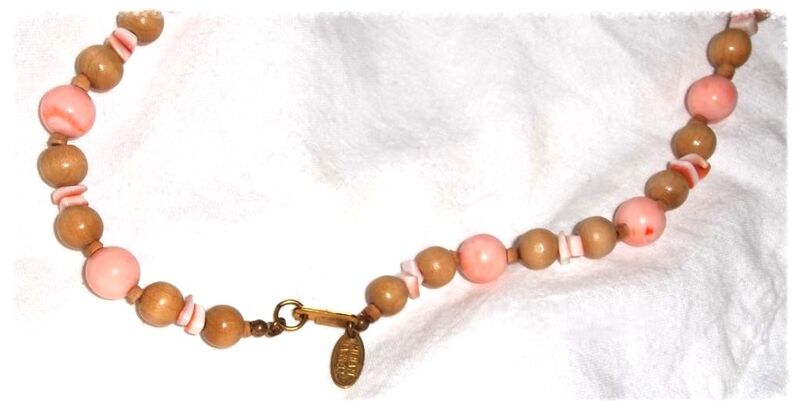 Vintage - Miriam Haskell - Semi-precious Stone, Sea Shell, Wood, Bead, Bead Necklace - product images  of 