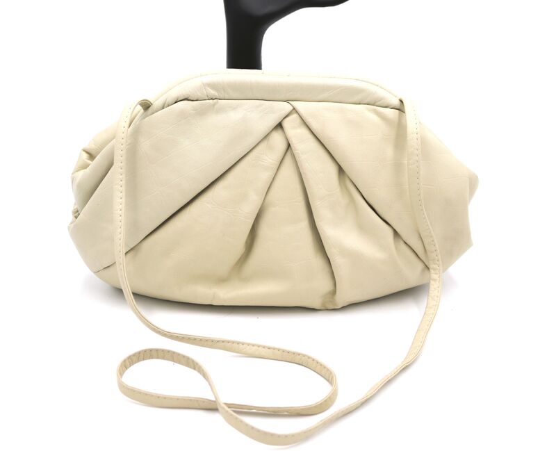 Vintage 80s-90s - VIVA - Off White Bone Leather Clutch Shoulder Bag - RETRO - - product images  of 