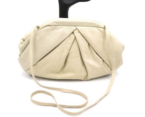 Vintage,80s-90s,-,VIVA,Off,White,Bone,Leather,Clutch,Shoulder,Bag,RETRO,Viva, off white, bone, vintage clutch, vintage shoulder bag, vintage handbag, vintage purse, 90s, 80s, retro, leather, gold, metal