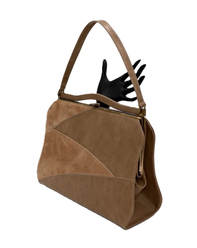 Vintage 60s - LIFE STRIDE - Tan leather suede Like Handbag - Mid Century - - product images  of 