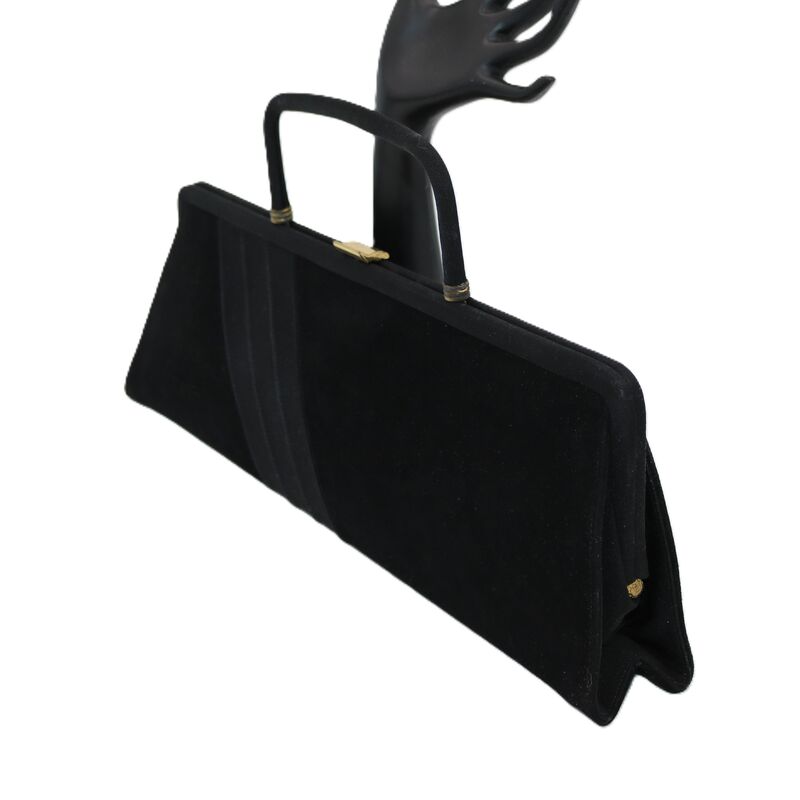 Vintage 50s-60s - GARAY - Oblong Black Velvet Structured Clutch Handbag - Mid Century - - product images  of 