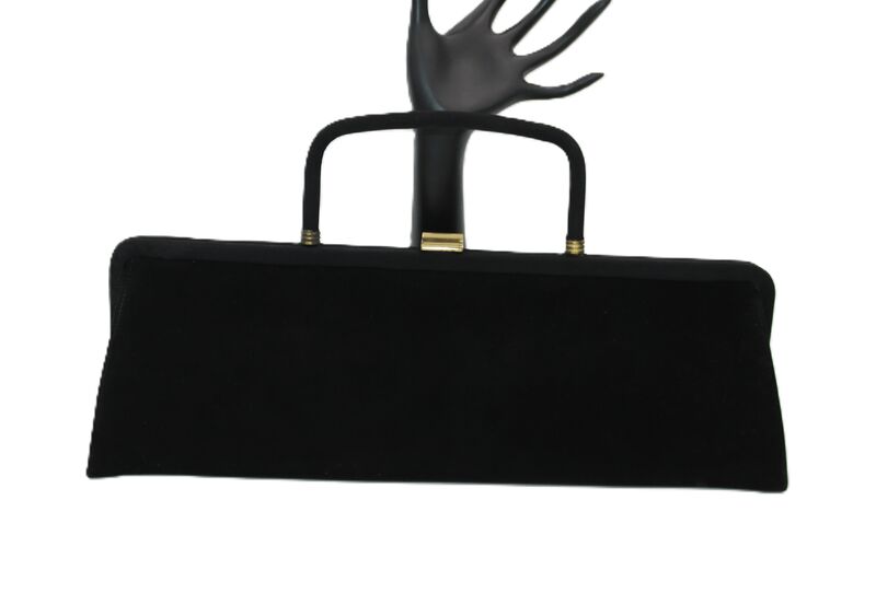 Vintage 50s-60s - GARAY - Oblong Black Velvet Structured Clutch Handbag - Mid Century - - product images  of 