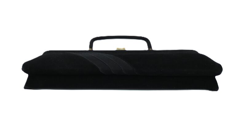 Vintage 50s-60s - GARAY - Oblong Black Velvet Structured Clutch Handbag - Mid Century - - product images  of 