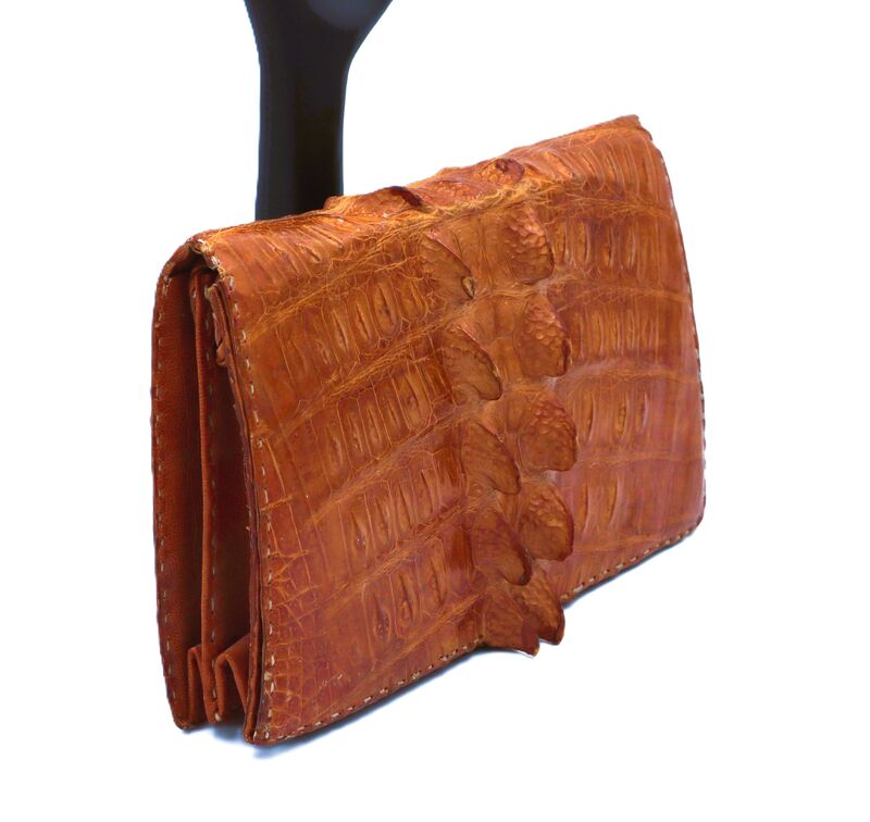 Vintage Hornback - ALLIGATOR - Light Brown Handmade Clutch Shoulder Bag - Rustic Retro - - product images  of 