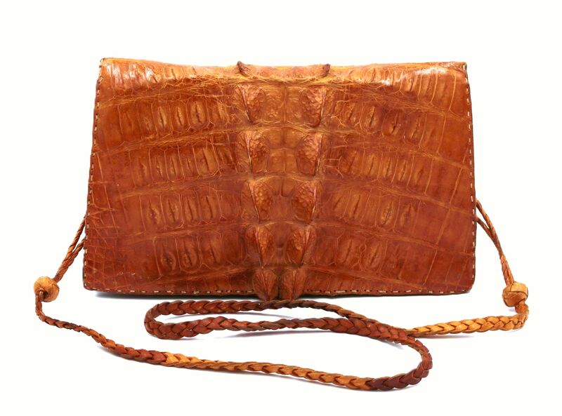 Vintage Hornback - ALLIGATOR - Light Brown Handmade Clutch Shoulder Bag - Rustic Retro - - product images  of 