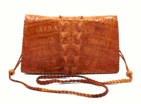 Vintage,Hornback,-,ALLIGATOR,Light,Brown,Handmade,Clutch,Shoulder,Bag,Rustic,Retro,alligator, vintage handbag, vintage purse, vintage shoulder bag, vintage clutch, hornback, leather, handmade, beige, light brown, retro, rustic