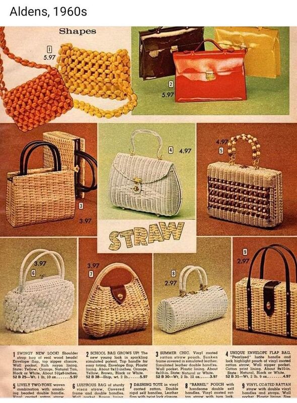 Vintage 60s - BAG BY DONNA - Beige Wicker Flower Box Handbag Purse - Mid Century - - product images  of 