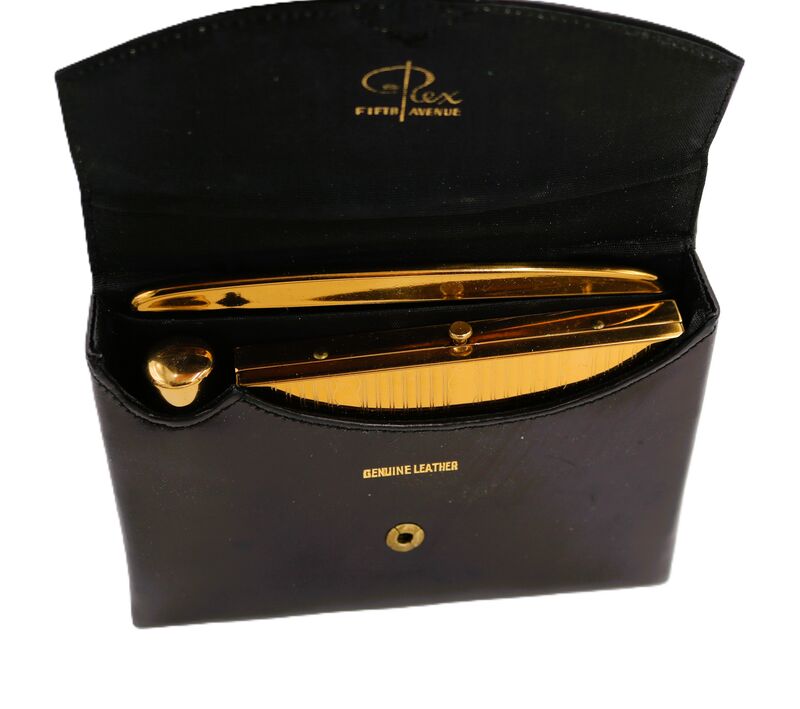 Vintage 50s - REX FIFTH AVENUE - Small Leather Compact Clutch Handbag Carryall - Mid Century - - product images  of 