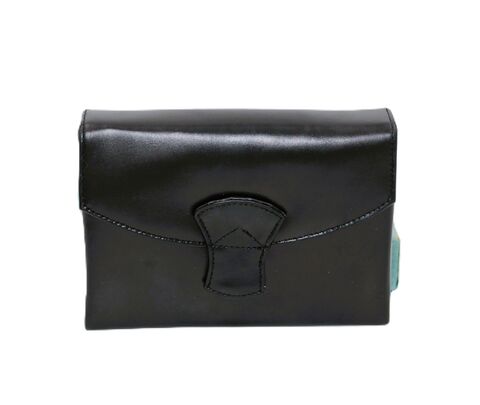 Vintage,50s,-,REX,FIFTH,AVENUE,Small,Leather,Compact,Clutch,Handbag,Carryall,Mid,Century,Rex Fifth Avenue, black, leather, vintage clutch, vintage handbag, vintage purse, compact, lipstick, comb, carryall, gold, box