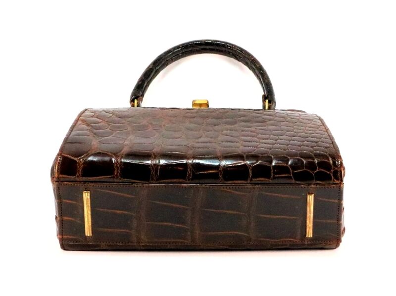 Vintage Small Brown 50s-60s - ALLIGATOR - Skin Structured Handbag - product images  of 
