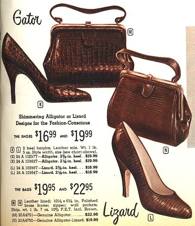 Vintage Small Brown 50s-60s - ALLIGATOR - Skin Structured Handbag - product images  of 