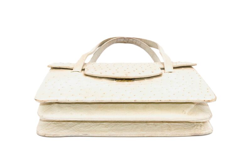 Vintage - RENDL - Off White Ostrich Skin Handbag Purse - Mid Century -50s-60s - product images  of 