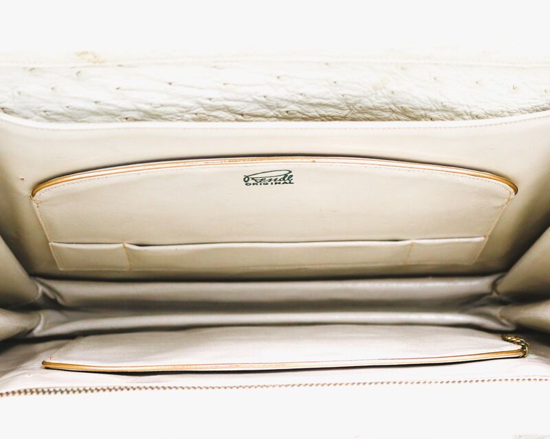 Vintage - RENDL - Off White Ostrich Skin Handbag Purse - Mid Century -50s-60s - product images  of 