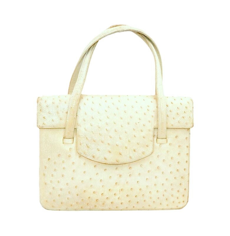Vintage - RENDL - Off White Ostrich Skin Handbag Purse - Mid Century -50s-60s - product images  of 