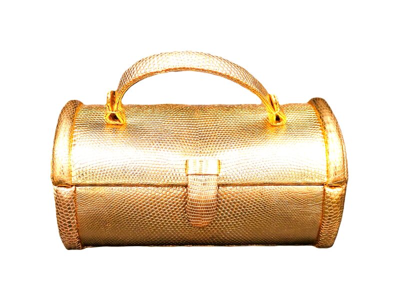 Vintage Petite - NETTIE ROSENSTEIN - Gold LIZARD Skin Boxy Handbag - Mid Century - 50s - product images  of 