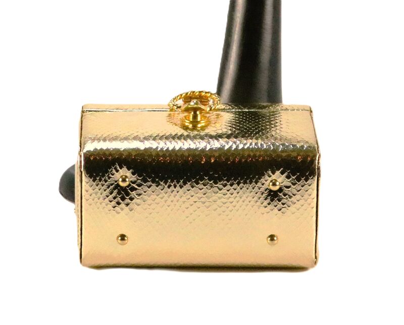 Vintage Petite - SNAKE SKIN - Embossed Gold Leather Box Shoulder bag - Mid Century - product images  of 