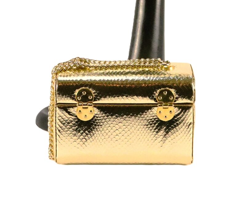 Vintage Petite - SNAKE SKIN - Embossed Gold Leather Box Shoulder bag - Mid Century - product images  of 
