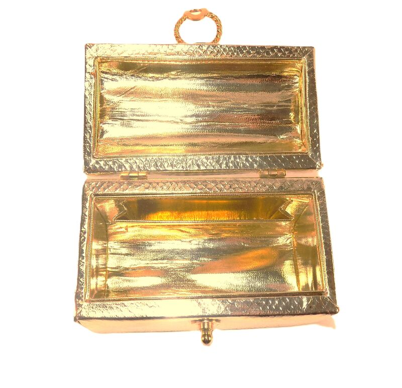 Vintage Petite - SNAKE SKIN - Embossed Gold Leather Box Shoulder bag - Mid Century - product images  of 