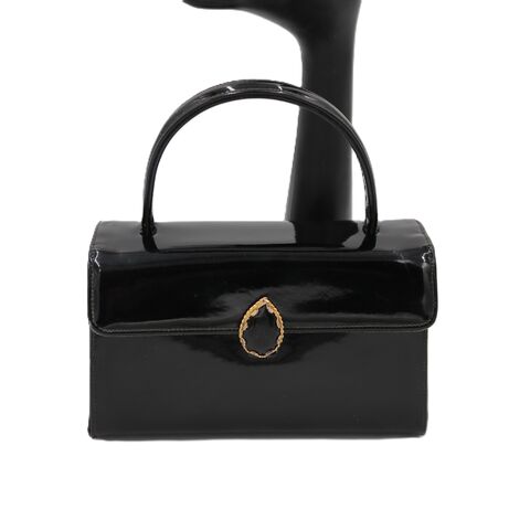 Vintage,Petite,-,MORLE,Black,Patent,Leather,Handbag,Purse,Mid,Century,50s-60s,Morle, vintage handbag, vintage purse, black, patent leather, mid century, 60s, 50s, jewel, rhinestone, fabric, retro