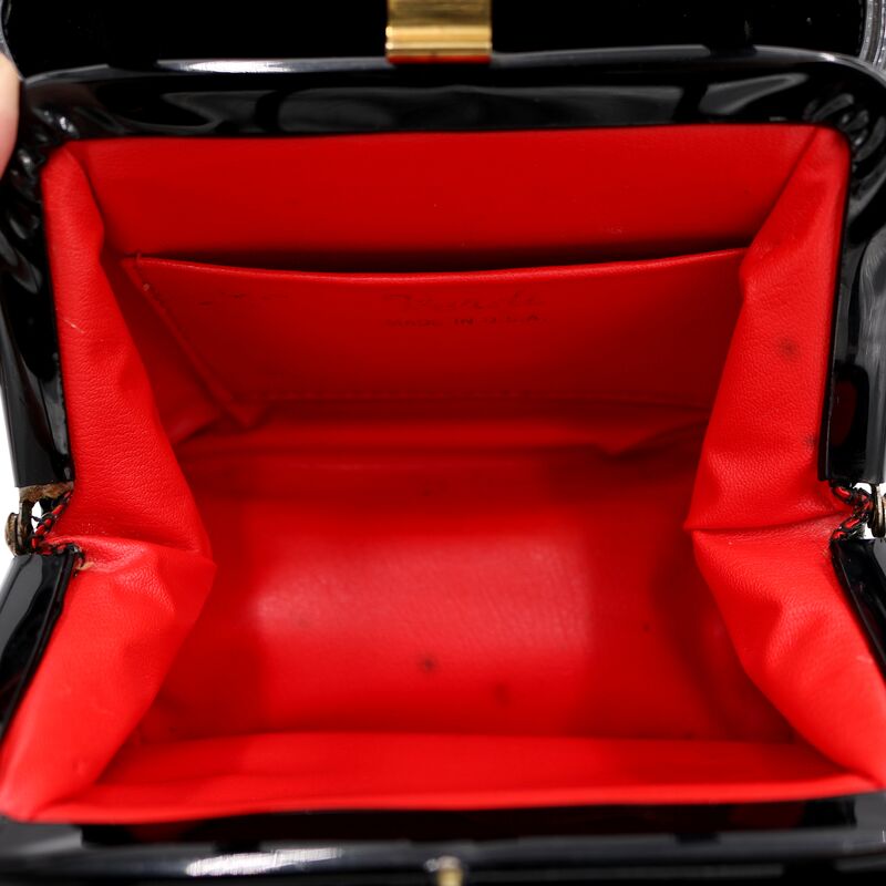 Vintage Petite - VERDI - Black Patent Vinyl Boxy Handbag Purse - Mid Century - 50s-60s - product images  of 