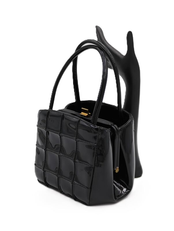 Vintage Petite - VERDI - Black Patent Vinyl Boxy Handbag Purse - Mid Century - 50s-60s - product images  of 