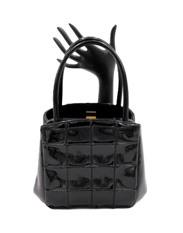 Vintage Petite - VERDI - Black Patent Vinyl Boxy Handbag Purse - Mid Century - 50s-60s - product images  of 