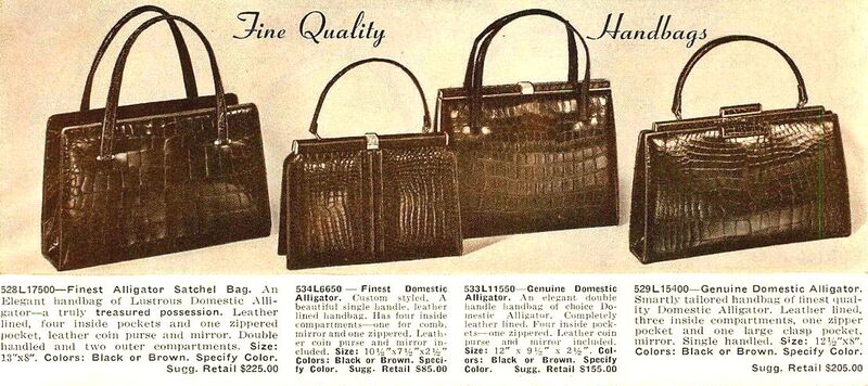 Vintage 50s-60s - ALLIGATOR - Brown Structured Handbag Purse - Mid Century - - product images  of 