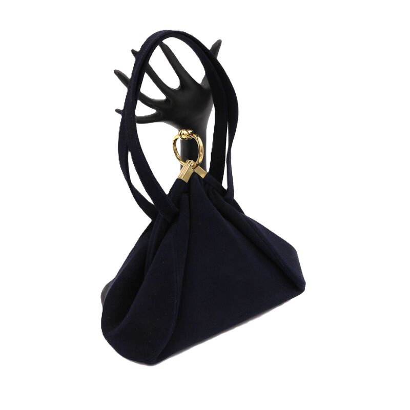 Vintage 40s Dark Blue - CROWN LEWIS - Non-Crockable Suede Handbag - product images  of 