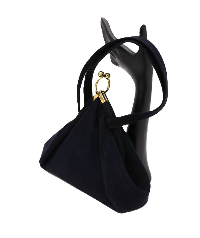 Vintage 40s Dark Blue - CROWN LEWIS - Non-Crockable Suede Handbag - product images  of 