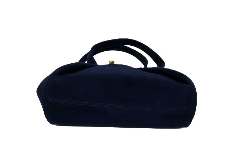 Vintage 40s Dark Blue - CROWN LEWIS - Non-Crockable Suede Handbag - product images  of 