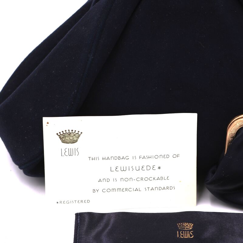 Vintage 40s Dark Blue - CROWN LEWIS - Non-Crockable Suede Handbag - product images  of 
