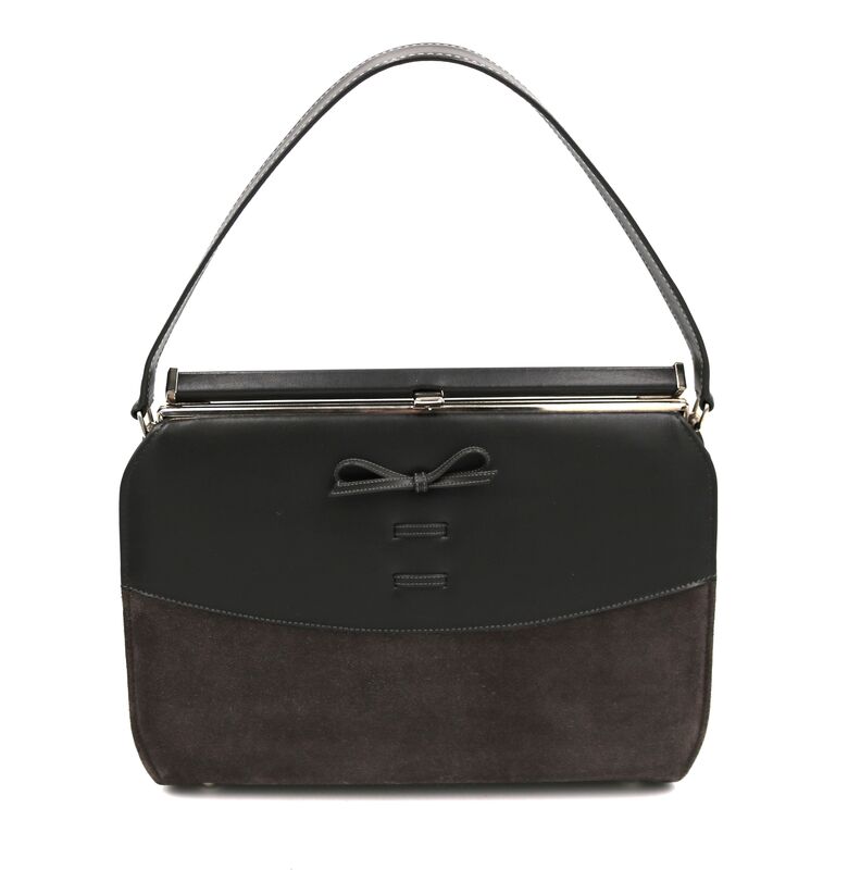 Vintage 60s - AIR STEP - Grey leather suede Like Handbag - Mid Century - - product images  of 