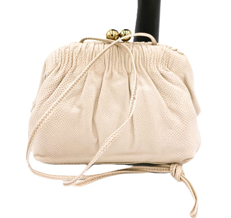 Vintage - ETRA - Off White Embossed Leather Shoulder Bag - Retro - product images  of 