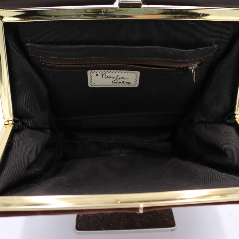 Vintage 60s - NATURALIZER - Brown leather suede Like Handbag - Mid Century - - product images  of 