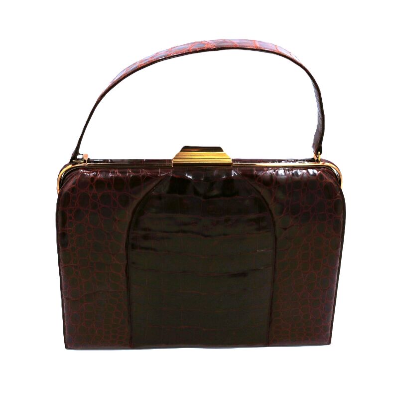 Vintage Large - DIETSCH - Brown Structured Alligator Handbag - Mid Century - product images  of 