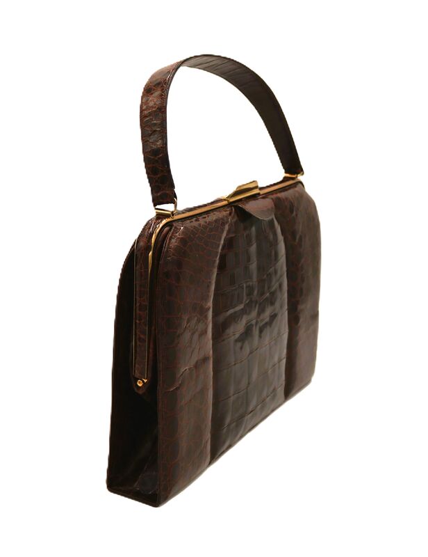Vintage Large - DIETSCH - Brown Structured Alligator Handbag - Mid Century - product images  of 