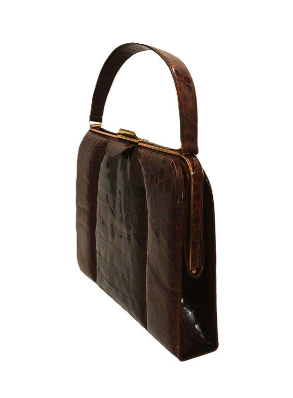 Vintage Large - DIETSCH - Brown Structured Alligator Handbag - Mid Century - product images  of 