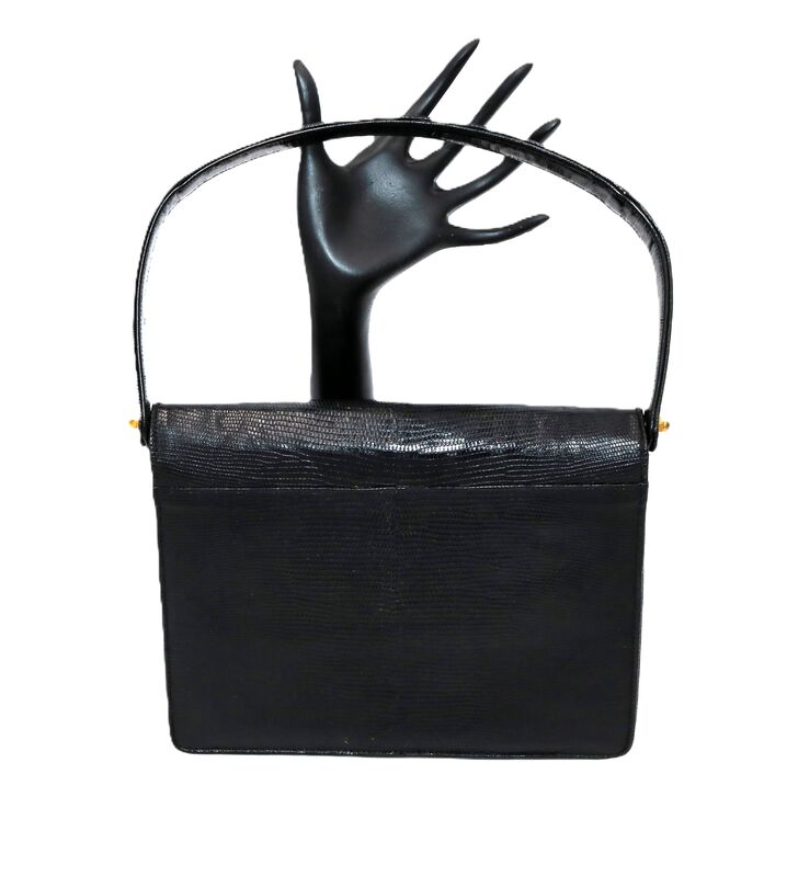 Vintage 50s-60s Small - BELLESTONE - Black - LIZARD - Structured Handbag - product images  of 