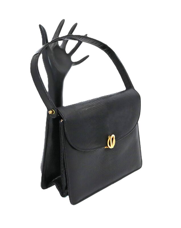 Vintage 50s-60s Small - BELLESTONE - Black - LIZARD - Structured Handbag - product images  of 