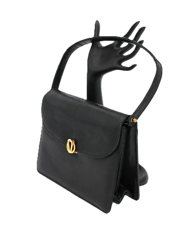 Vintage 50s-60s Small - BELLESTONE - Black - LIZARD - Structured Handbag - product images  of 