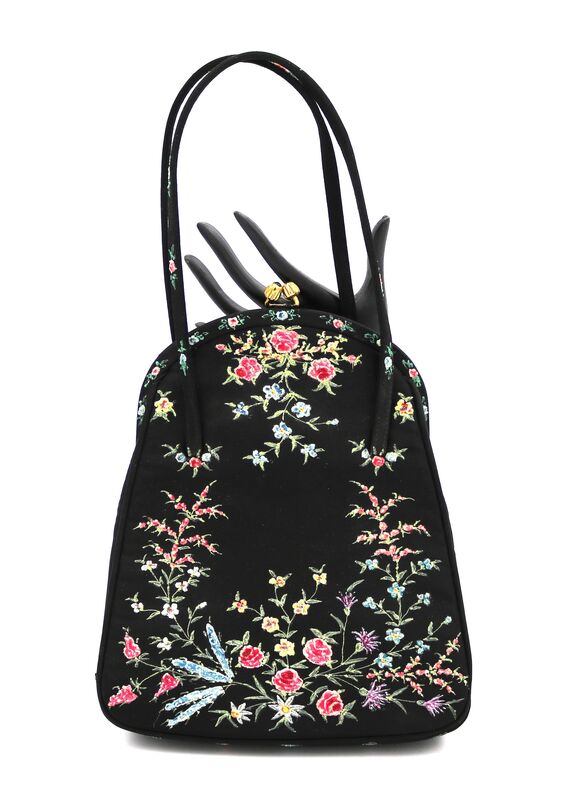 Vintage 40s-50s - WALDYBAG - hand painted black silk handbag - ENGLAND - product images  of 