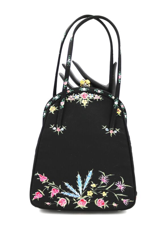 Vintage 40s-50s - WALDYBAG - hand painted black silk handbag - ENGLAND - product images  of 