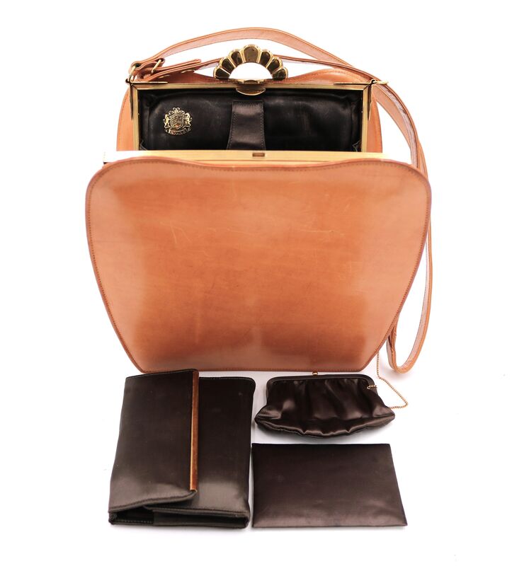 Vintage 50s - EVANS ELEGANCE - Light Brown Leather Shoulder Bag - RARE - Mid Century - product images  of 