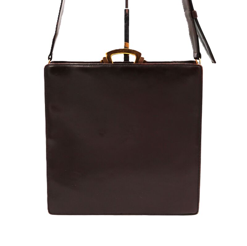 Vintage 50s - EVANS ELEGANCE - Dark Brown Leather Shoulder Bag - RARE - Mid Century - product images  of 