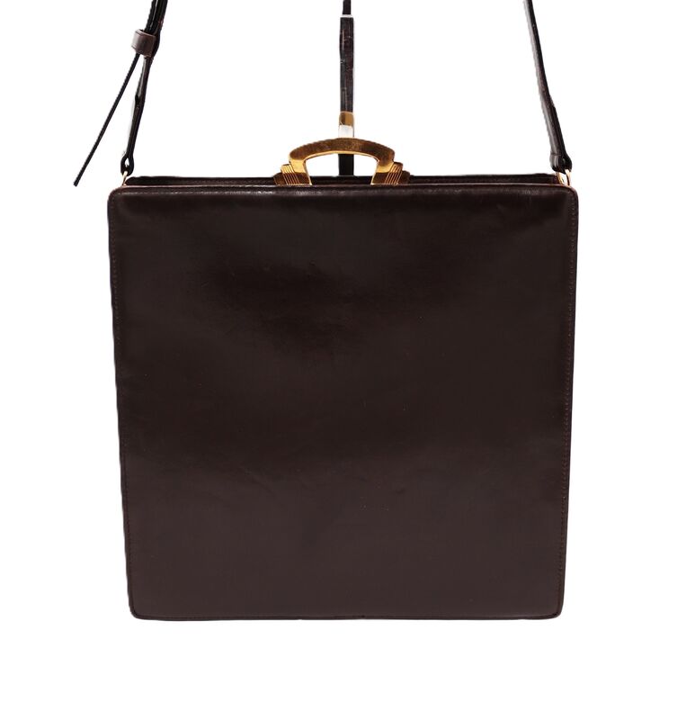 Vintage 50s - EVANS ELEGANCE - Dark Brown Leather Shoulder Bag - RARE - Mid Century - product images  of 