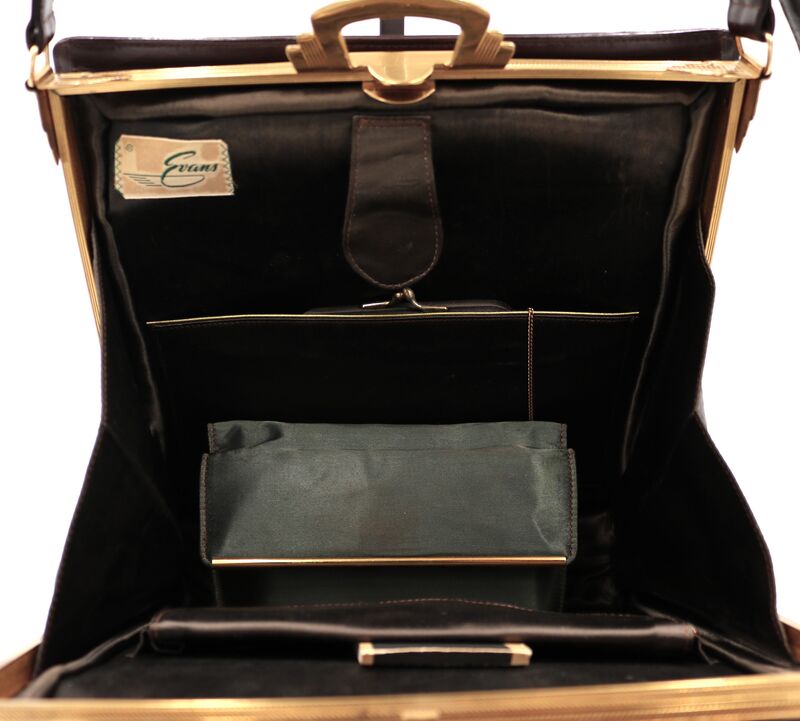 Vintage 50s - EVANS ELEGANCE - Dark Brown Leather Shoulder Bag - RARE - Mid Century - product images  of 