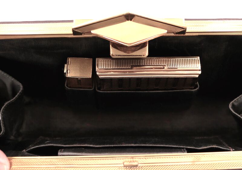 Vintage 40s-50s - EVANS ELEGANCE - Dark Brown Leather Fitted Clutch Handbag  - product images  of 